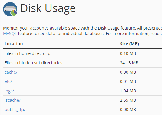 آموزش Disk Usage در سی پنل